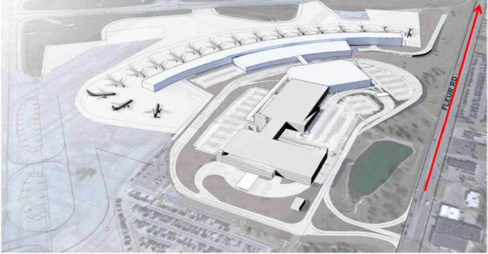 Learn more about the new terminal development atat the Des Moines International Airport Rendering of Des Moines International Airport's new terminal